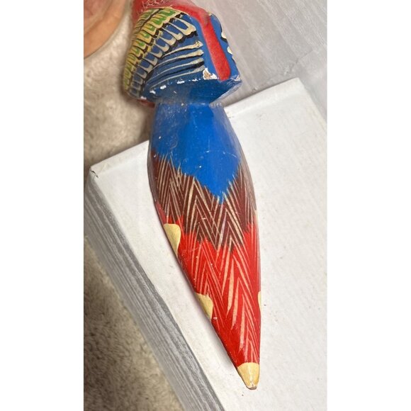 Hand Carved Wooden Parrot 12" Tall Philippines Vintage Garden Tropical - Picture 6 of 14